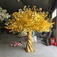 Nouvel Arrivage Arbre de fleurs de cerisier artificiel en soie couleur or, centre de table haut fait main multi-pièces pour mariage et Noël