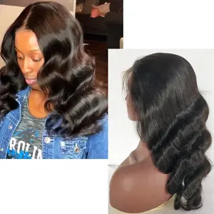 Xuchang-pelucas de cabello humano para mujeres negras, cabello con cutícula virgen 100% sin procesar, encaje completo transparente