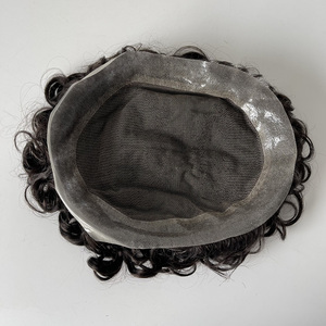 <span class=keywords><strong>Bouclés</strong></span> Topper <span class=keywords><strong>cheveux</strong></span> humains pour hommes Australie suisse dentelle hommes système de <span class=keywords><strong>cheveux</strong></span> avec Pu périmètre 19mm Curl <span class=keywords><strong>cheveux</strong></span> toupet perruque hommes - Product Image 3