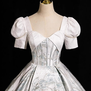 Evening Gown Sweetheart Neckline Floral Print Empire Waist Tulle Skirt Student Formal Dress Coming Of Age Ceremony Host Wear - Product Image 4