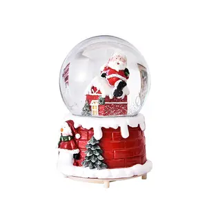 MakeWell फैक्टरी कस्टम रचनात्मक गिलास गेंद क्रिस्टल बॉल एलईडी संगीत क्रिसमस बर्फ ग्लास क्रिस्टल गेंद राल गहने