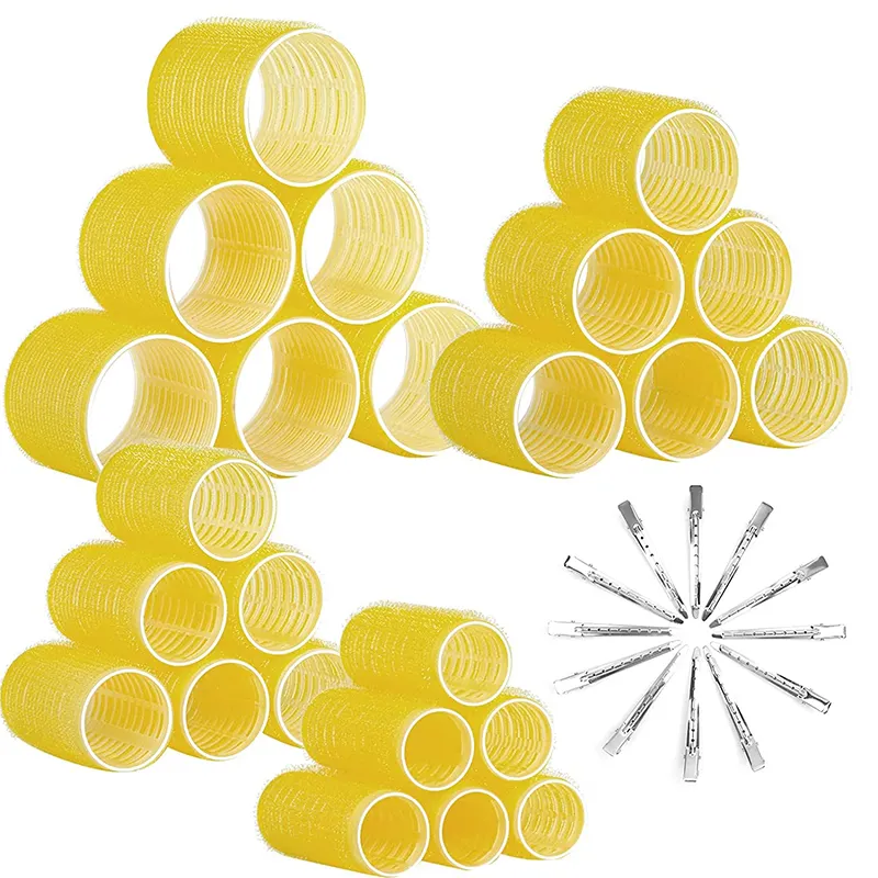 Custom Color Size 24PCS Nylon Plastic Hair Rollers Set with Clips No Heat Self Grip Hair Curlers Hairstyling DIY Tools