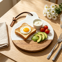 Planche à fromage ronde mini en bois d'acacia avec poignée, écologique, vente chaude, 100 pièces MOQ, service d'articles de cuisine personnalisés