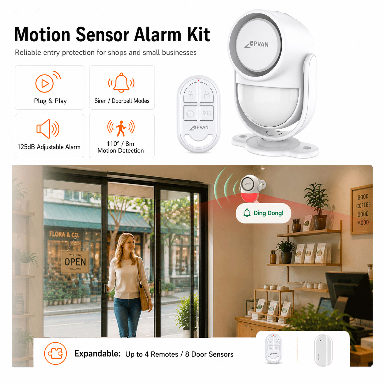 Wireless Motion Sensor Alarm and Remote Kit RF433 Stand Alone Home Burglar Security Alarm System · image 2