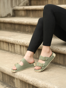 2025ใหม่แพลตฟอร์มของผู้หญิงย้อนยุคแพลตฟอร์มระบายอากาศเบากันลื่นบนรองเท้าแตะพื้นนุ่มหัวเข็มขัดสไลด์สบายๆทั้งหมด - Product Image 5