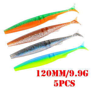 Leurre de pêche Cheery Crappie, leurre multi-sections en PVC, appât souple artificiel SINGKING, queue en T, pour perche et poisson-chien, 12cm/9.9g, 5 pièces, sans hameçon - Product Image 1