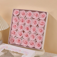 Fleur de savon artificielle éternelle, 25 pièces, tête de rose en savon, fabrication artisanale, boîte cadeau pour la Saint-Valentin