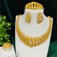 Ensemble de bijoux fins, quatre pièces, laiton plaqué or 24 carats, vintage, mariage, fiançailles, cadeau pour femme, collier, boucles d'oreilles, bague, bracelet