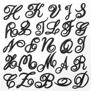 Patchs brodés thermocollants noirs en lettres anglaises cursives majuscules pour la décoration de chapeaux, sacs et livres - Product Image 2