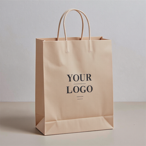 ถุงช้อปปิ้งกระดาษคราฟท์พิมพ์ลายแบบกำหนดเองมีด้ามจับแบนวัสดุรีไซเคิลเป็นมิตรกับสิ่งแวดล้อมโลโก้ส่วนตัว - Product Image 2