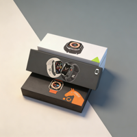 Boîte électronique noire mate de qualité supérieure en gros, avec graphismes personnalisés, boîte en carton rigide en deux parties pour l'emballage de montres de luxe