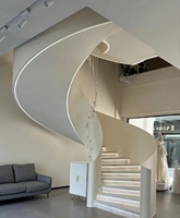 Escalier en colimaçon en marbre courbé - Escaliers en pierre naturelle blanc pur pour villa moderne, hall d'hôtel, design intérieur/extérieur de luxe