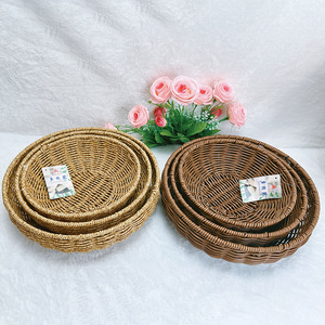 Handmade Woven Rattan Storage <b>Basket</b> 26.5x8cm Eco-Friendly Fruit Vegetable Display For Shopping Malls Supermarkets - Product Image 3
