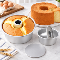 Moule à gâteau chiffon en aluminium anodisé de 6 et 8 pouces, moule à tube pour gâteau Angel Food, moules de cuisson ronds avec fonds amovibles, inserts centraux et assiettes