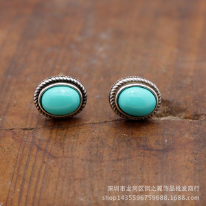 Pendientes de acero inoxidable yunnique con turquesa, engaste ovalado, joyería de acero de titanio para mujer, regalo, accesorios de moda - Product Image 4