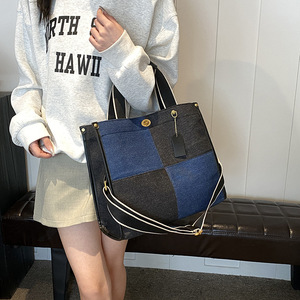 2024 moda Jean <span class=keywords><strong>bolsos</strong></span> de mano señoras <span class=keywords><strong>Patchwork</strong></span> <span class=keywords><strong>bolsos</strong></span> de gran capacidad bolso de mano de mezclilla con cremallera - Product Image 3