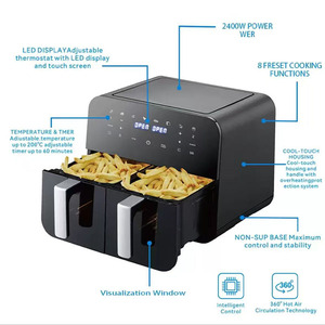 Factory-direct Sale Double-cook Air Fryer With 4.5L + 4.5L <b>Square</b> Modern <b>Plastic</b> Visible Large-capacity Design Double Basket Air - Product Image 2