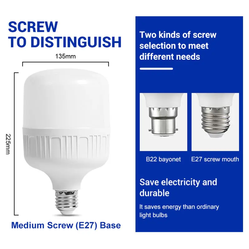 High Power LED Bulbs T50-T100 5W-100W HS72 Model E27 B22 - Energy Saving Light Bulb | Shenzhen Xin H