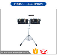Factory Wholesale High Quality Steel Timbals Drum Set 13" 14" Double Braced Stand Percussion Instrument for Music School