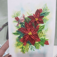 Artisanat de haute qualité carte de quilling de Noël bon prix carte de voeux fabriquée au Viet Nam manufacture artisanat en papier