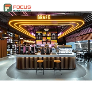 Vitrina expositora de café independiente con iluminación, estantería de cristal y acabado en nogal - Product Image 6