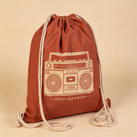 Sac de sport en toile naturelle non blanchie avec cordon de serrage, logo brodé personnalisé, corde épaisse, pour usage extérieur