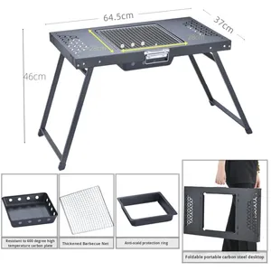 Draagbare opvouwbare buitenbarbecue met opklapbare tafel voor thuisgebruik en houtskoolvuurplaats - Product Image 6