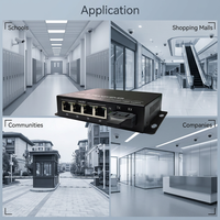 Convertisseur de média fibre optique TiNCAM 10/100/1000 Mbps 4 ports PoE 1 SC 20KM SM Duplex 4 RJ45 Gigabit Plug and Play pour CCTV