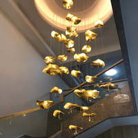 Lustre Lotus en laiton de luxe postmoderne, grand design moderne, éclairage intérieur pour villa, restaurant, salon, escalier