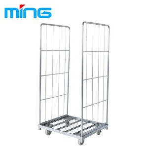 High Quality 2 Side Multipurpose Galvanized Roll Cage Trolley Container - Product Image 3