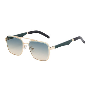 Lmamba 2A796, Gafas de Sol Modernas y Retro con Patillas de Madera, Montura Cuadrada de Metal para Hombre y Mujer, Personalizables, 2024 - Product Image 2