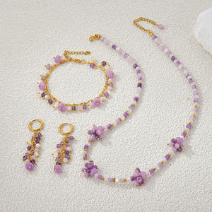 2025 New Arrival Natural Crystal <b>Jewelry</b> <b>Set</b> for Women <b>Fashion</b> Bracelet Necklace and Earrings with Stone Charm Beads Gift - Product Image 2