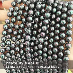 Großhandel 2-20MM Coloured Dazzle 7A Natural Shell Pearl Außen beschichtete weiße Perlen Runde lose Abstands perlen für die Schmuck herstellung
