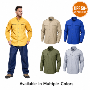 Chemise de pêche à la mouche OEM pour homme UPF50+ à manches longues avec cape arrière, trous de ventilation, plusieurs poches, pour activités de plein air, logo personnalisé - Product Image 5
