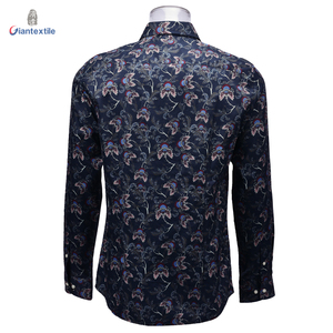 <span class=keywords><strong>Chemise</strong></span> imprimée pour hommes de belle qualité 100% coton à manches longues <span class=keywords><strong>chemise</strong></span> à impression numérique florale marine pour hommes - Product Image 2