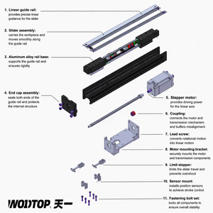 WDKK60 - โมดูลเชิงเส้นความแม่นยำสูงพร้อมลูกปืน - ระยะชัก 300 มม. - Product Image 5