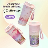Nouvelle Tasse Thermos Isotherme en Acier Inoxydable Moderne et Élégante, Motif Muguet, Double Usage, Portable, avec Paille pour Café et Eau