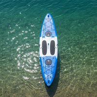 Kayak de planche à pagaie debout en plastique LLDPE stable de 12 pieds avec bateaux à rames à pagaies