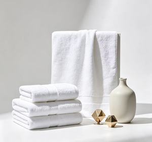 Tapis de bain en coton blanc pour hôtel, anti-décoloration, résistant aux taches, avec logo personnalisé, en jacquard, serviettes de toilette, tapis de bain, ensembles de serviettes de toilette, fournitures hôtelières - Product Image 1