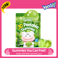 Kooday 3d Peelable Gummy Fruit Gemaakt Met Echt Vruchtensap Snoep Gelei Groene Druif Peelable Gummy Snoep