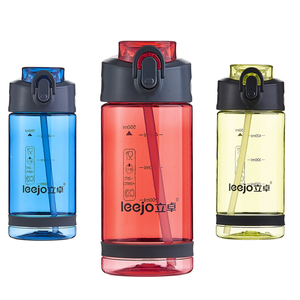 Leejo Kids Children Student Water Bottle with Straw Portable Plastic Hot Product Custom Printed Eco-friendly 550ml PC Gym 60pcs