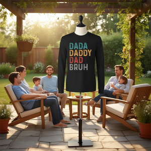 Dad Letter Print <b>Long</b> <b>Sleeve</b> T Shirt for <b>Men</b> Father's Day Gift Crew Neck Cotton Casual <b>Top</b> Silk Screen Printing - Product Image 3