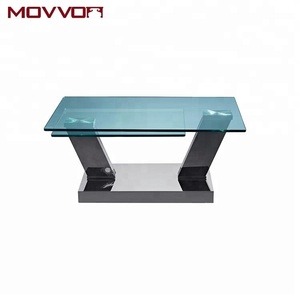 Nhà Máy Bán Hàng Trực Tiếp Thép Không Gỉ Gương Hình Chữ Nhật Tempered Glass Hàng Đầu Trung Tâm Xoay Bàn Cà Phê Mở rộng Đồ Nội Thất Nhà - Product Image 3