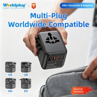 Adaptateur de voyage universel Worldplug 70W à charge rapide GaN avec 3 ports Type C et 1 port USB