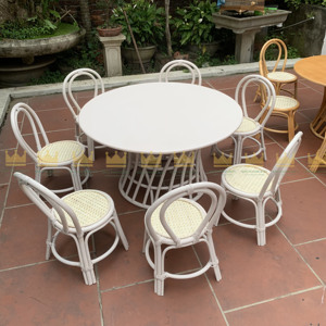 Table en rotin faite à la main pour enfants, table et chaises en rotin pour bébé, ensemble pour jouer et étudier, durable et écologique - Product Image 5