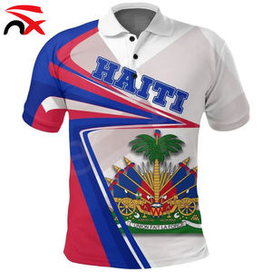 חולצת פולו קצרת שרוולים איכותית עם דגל האיטי, דגם 2026, חולצת כדורגל של האיטי עם דוגמאות שונות - Product Image 6