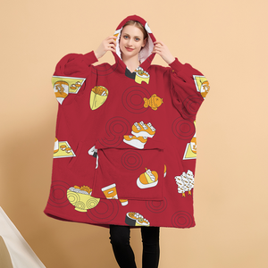 Nuevas llegadas Moda Diseño personalizado Franela gruesa Sherpa Giant Wearable Hoodie Manta para adultos - Product Image 3