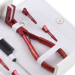 Ensemble de pinces pour extensions de cheveux TEEJAY H31 RED avec peigne de sectionnement et pinces, outils métalliques rouges pour l'installation et le retrait - Product Image 6
