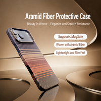 Étui de téléphone personnalisé en fibre d'aramide de luxe, léger, antichoc, anti-empreintes digitales, avec anneau magnétique en relief pour iPhone 18 Pro ProMax