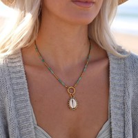 Collier ras du cou polyvalent en tungstène perlé avec pendentif coquillage et pierre naturelle, style mode transfrontalier, luxe léger haut de gamme pour femme